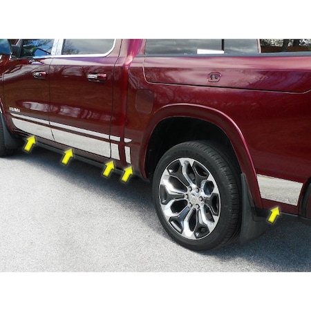 Qaa Stainless Steel Rocker Panel Exterior Trim 10Pc Fits 2019-2024 Ram Trucks TH59935